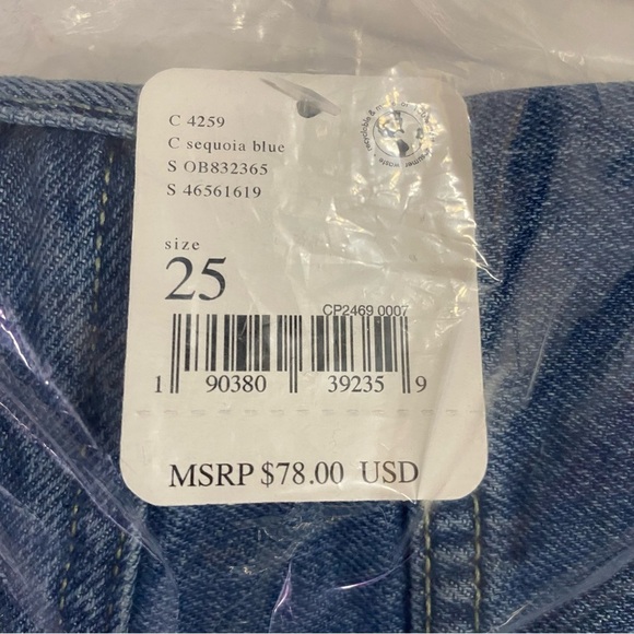 Free People We The Free Maggie Mid Rise Straight Leg Raw Hem Rigid Jeans 25 - Picture 7 of 9